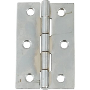 Pair of Door Hinges - Polished Chrome - 75mm x 49mm